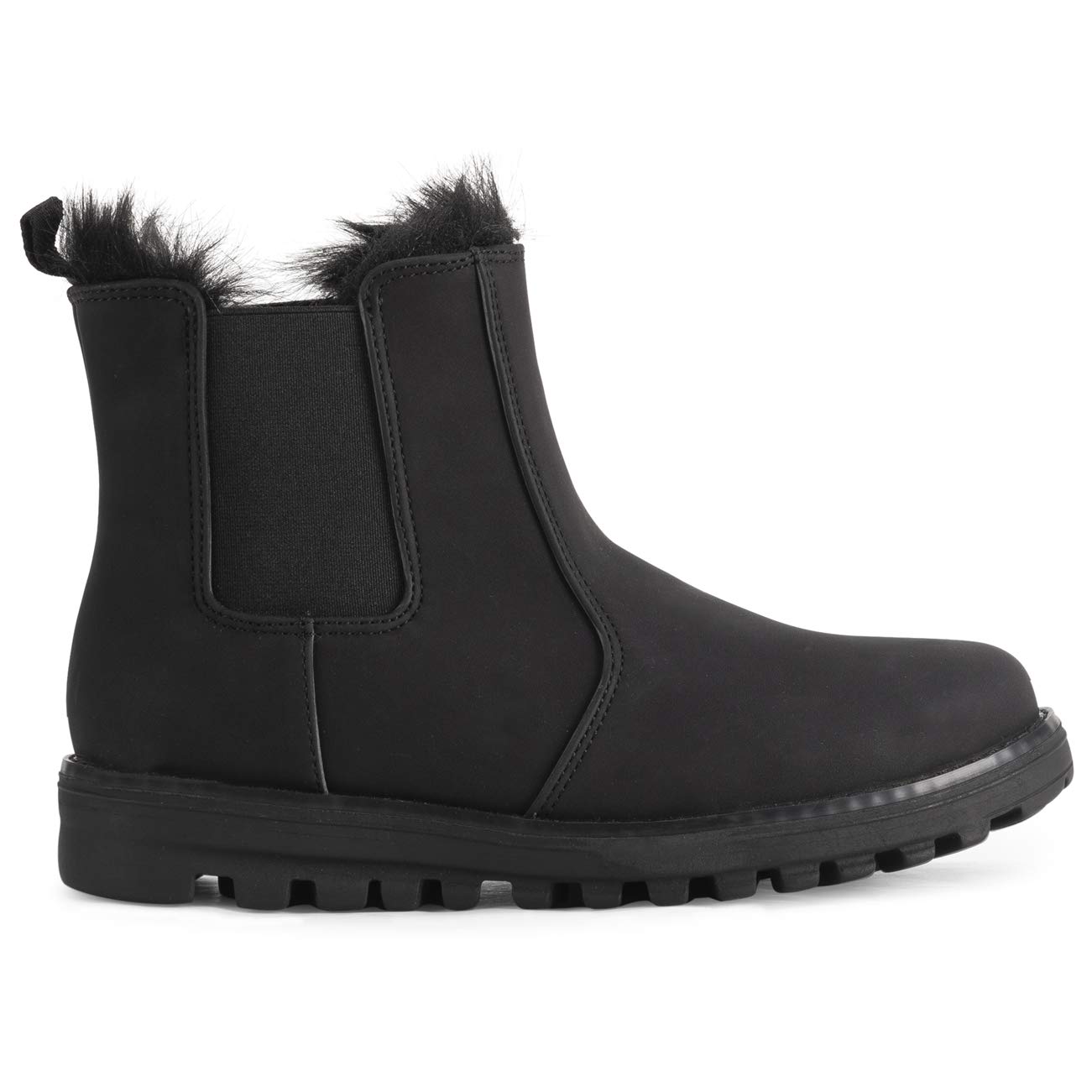 Polar Womens Memory Foam Chelsea Nubuck Boot Waterproof Rubber Welted Stitch Outsole Faux Fur Lined - Image 4