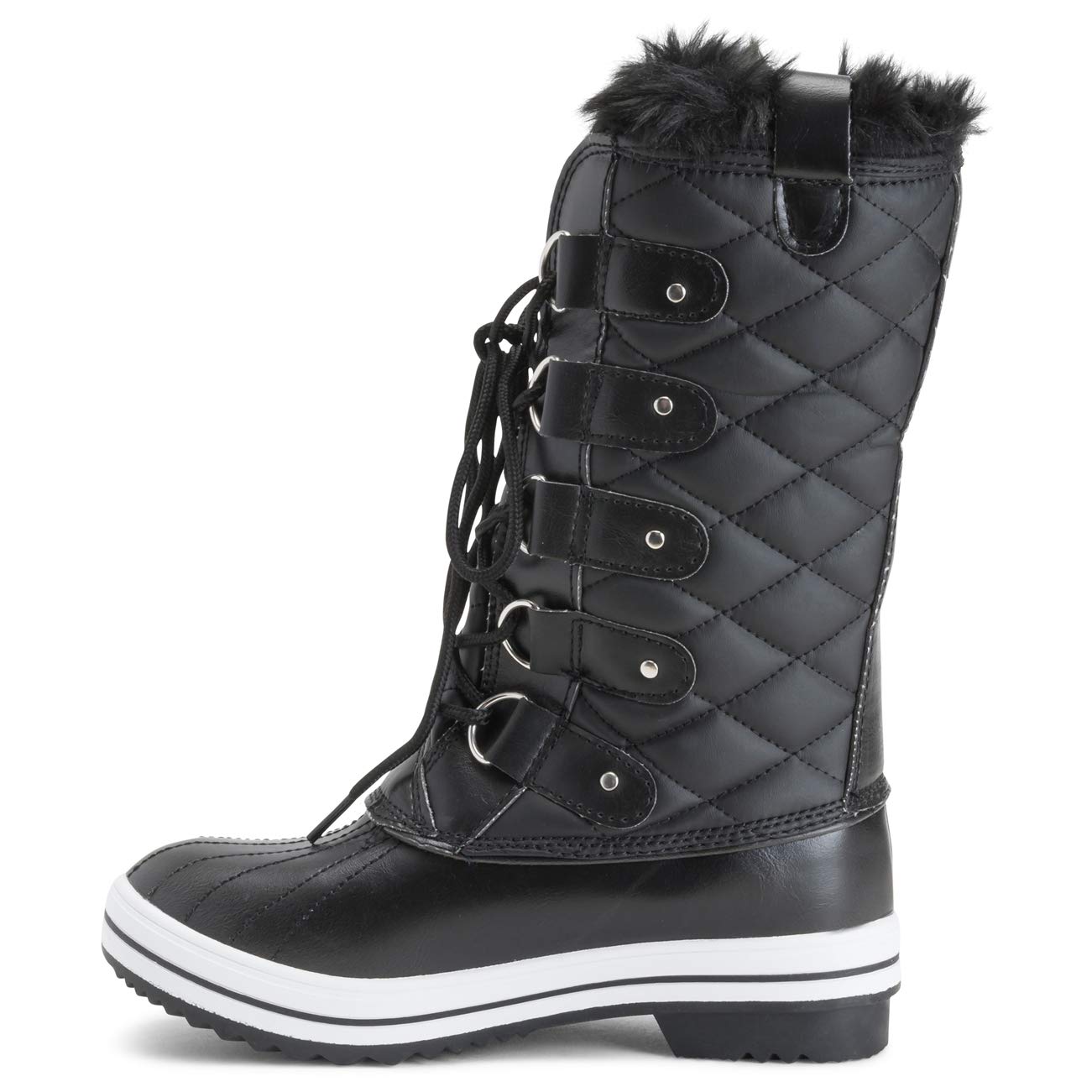 POLAR Womens Snow Boot Nylon Tall Winter Fur Lined Snow Warm Waterproof Rain Boot - Image 3